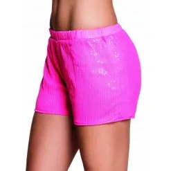 Shorty Fluo Rose Recouvert De Sequins