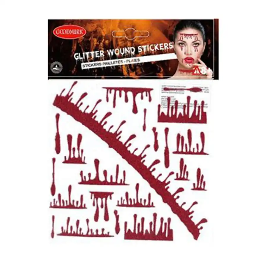 Stickers De Visage Sang Rouge Pailleté 1 Stickers De Visage Sang Rouge Pailleté