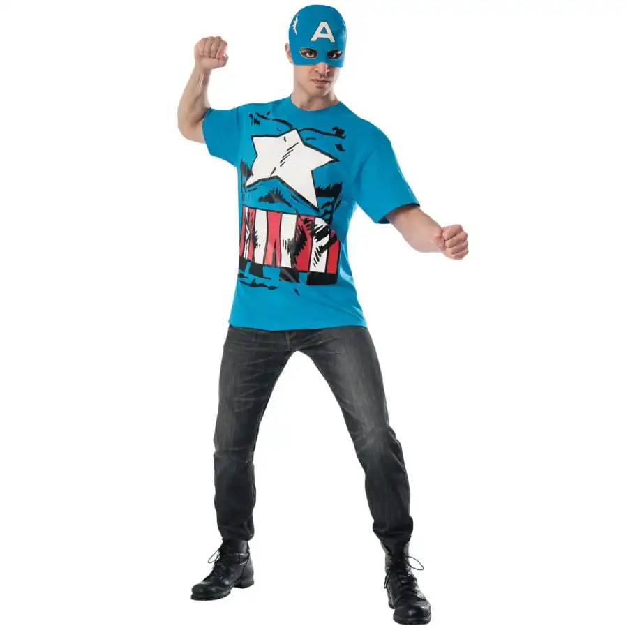 T-shirt Et Masque Du Captain America Pour Adulte 1 T-shirt Et Masque Du Captain America Pour Adulte