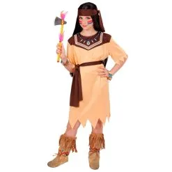 Tenue Beige Et Marron De Petite Indienne