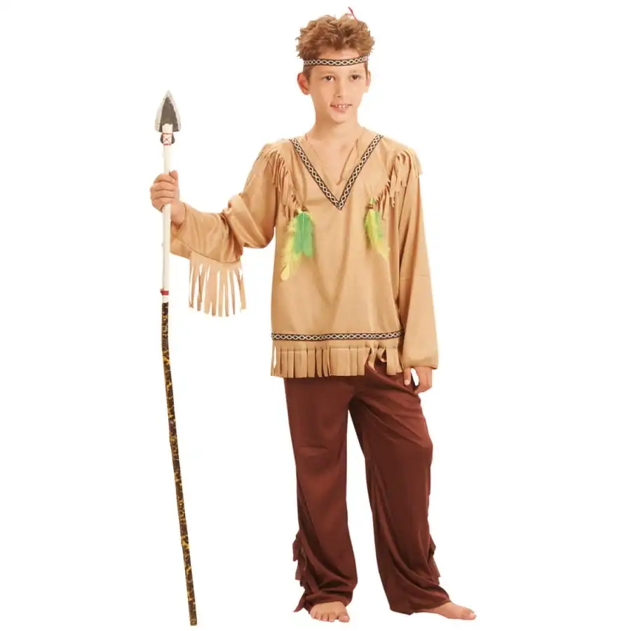 Tenue D'indien Traditionnel Marron Pour Enfant 1 Tenue D'indien Traditionnel Marron Pour Enfant