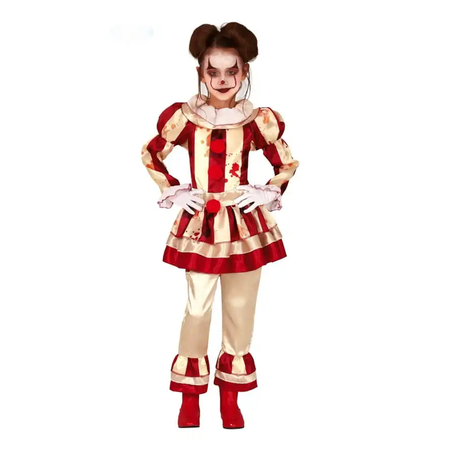 Tenue De Clown Rétro Taché De Sang Pour Fille 1 Tenue De Clown Rétro Taché De Sang Pour Fille