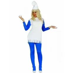 Tenue De Lutin Blanc Et Bleu Pour Femme