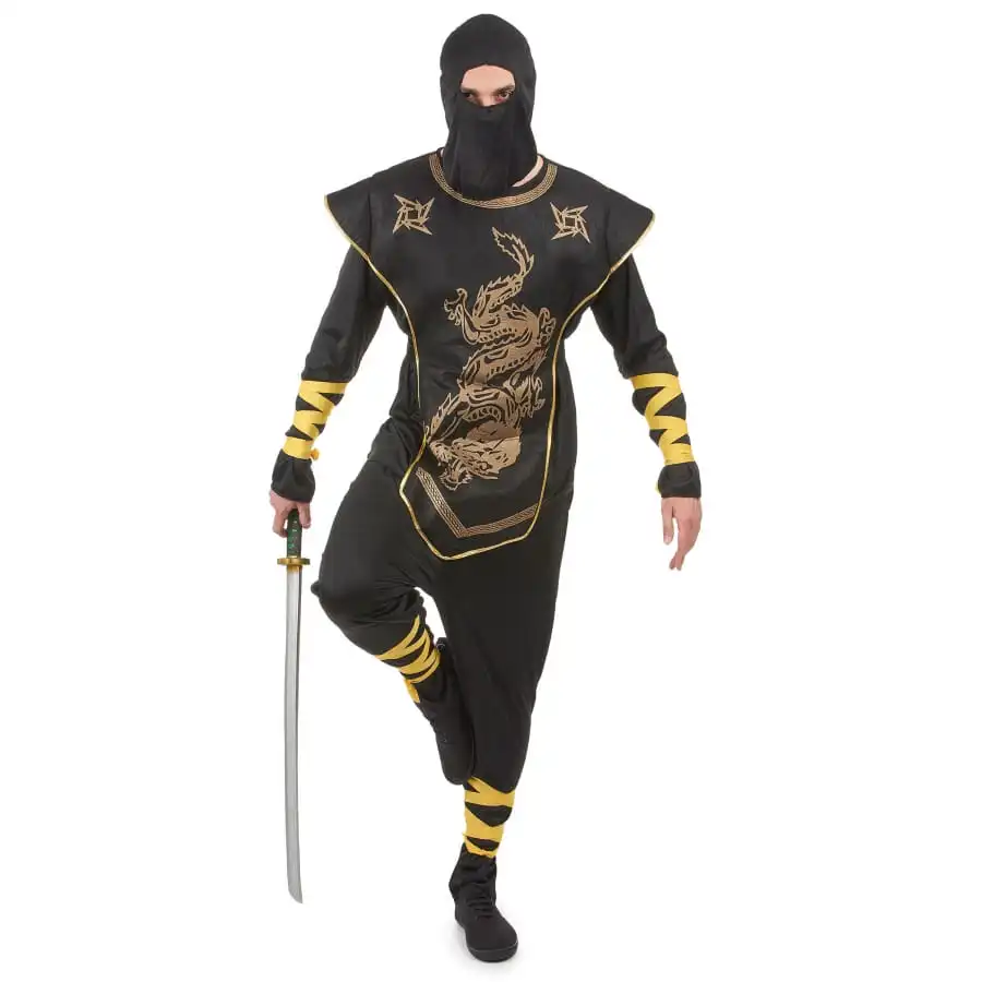 Tenue De Ninja Noir Et Doré Pour Adulte 2 Tenue De Ninja Noir Et Doré Pour Adulte – Image 2