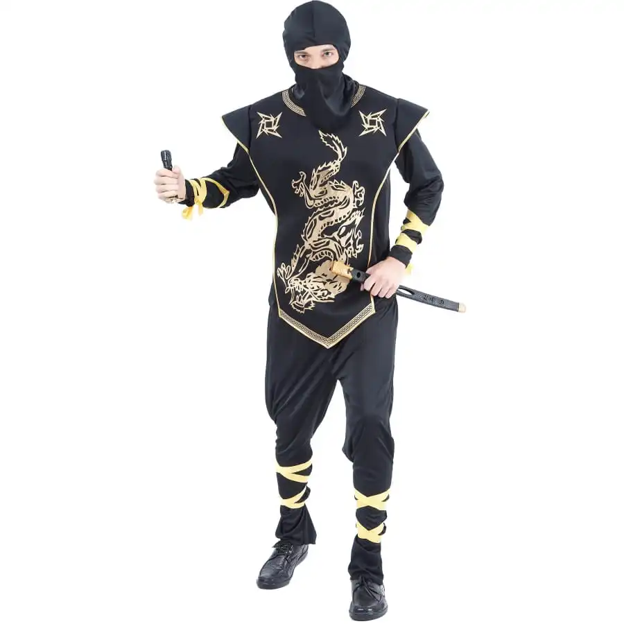 Tenue De Ninja Noir Et Doré Pour Adulte 1 Tenue De Ninja Noir Et Doré Pour Adulte