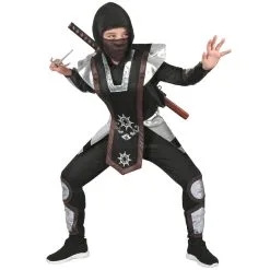 Tenue De Ninja Noir Et Gris Pour Enfant