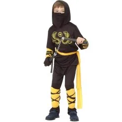 Tenue De Ninja Noir Motifs Jaunes Pour Garçon