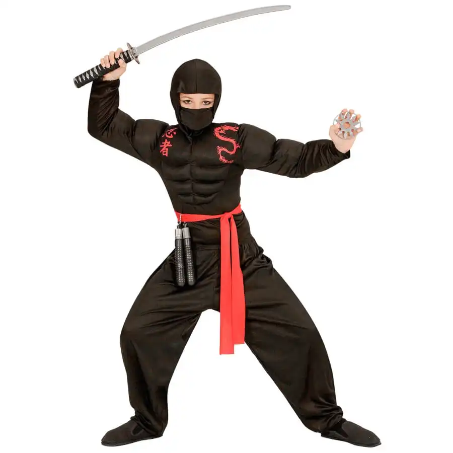Tenue De Ninja Noir Musclé Rembourré Pour Enfant 1 Tenue De Ninja Noir Musclé Rembourré Pour Enfant