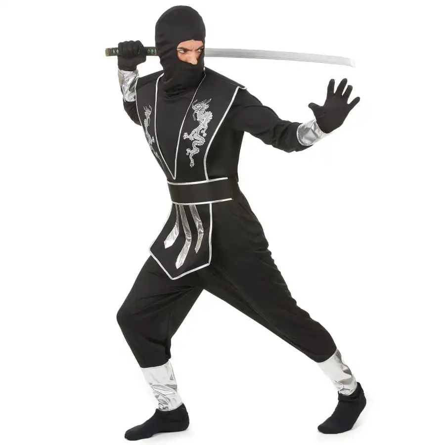Tenue De Ninja Noire Et Argentée Pour Homme 2 Tenue De Ninja Noire Et Argentée Pour Homme – Image 2