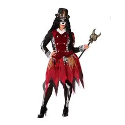 Tenue De Sorcière Squelette Rouge, Grande Taille