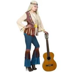 Tenue Hippie Avec Veste Marron à Franges, Femme -Camouflage Soldes Boutique Tenue hippie avec veste marron a franges femme 61217