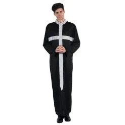 Tenue Noire De Prêtre Imprimé Croix Blanche -Camouflage Soldes Boutique Tenue noire de pretre imprime croix blanche 37148