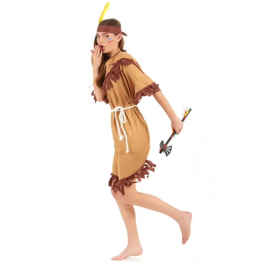 Tenue Robe D'indienne Marron Clair Pour Femme 2 Tenue Robe D'indienne Marron Clair Pour Femme – Image 2