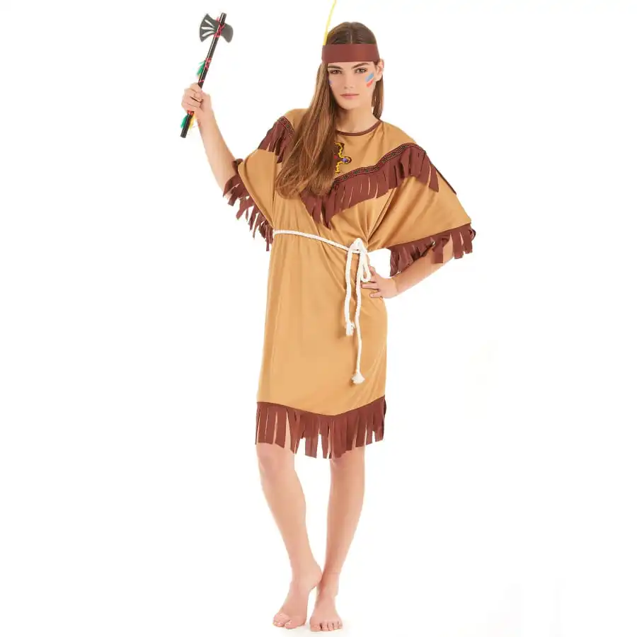 Tenue Robe D'indienne Marron Clair Pour Femme 1 Tenue Robe D'indienne Marron Clair Pour Femme