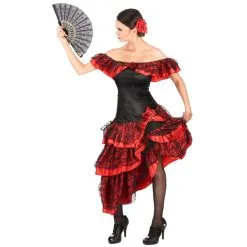 Tenue Rouge Et Noire De Danseuse De Flamenco