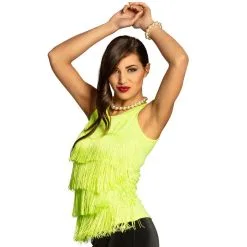 Top Vert Fluo à Franges Pour Femme