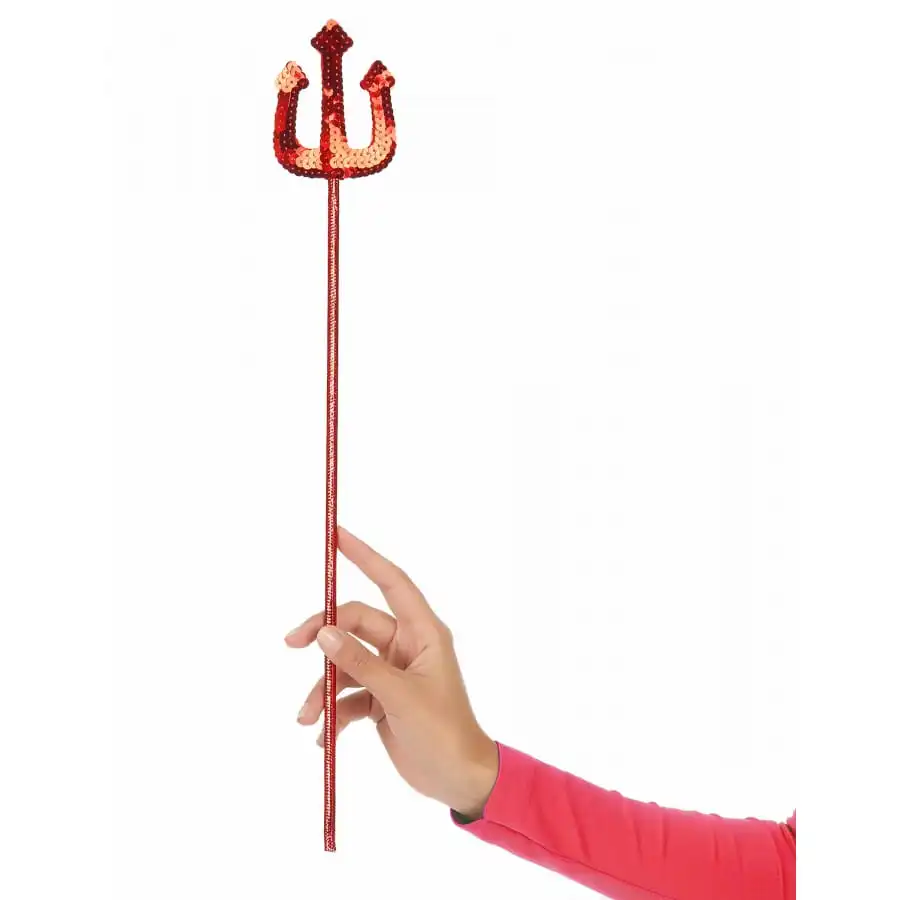 Trident Rouge Avec Sequins De 40cm 2 Trident Rouge Avec Sequins De 40cm – Image 2