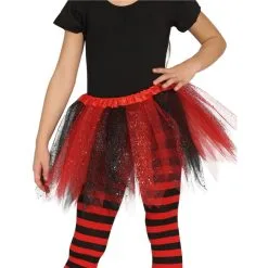 Tutu Bicolore Tulle Noir Rouge à Paillettes Fille