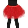 Tutu Rouge Petite Fille En Tulle Pailleté Argenté