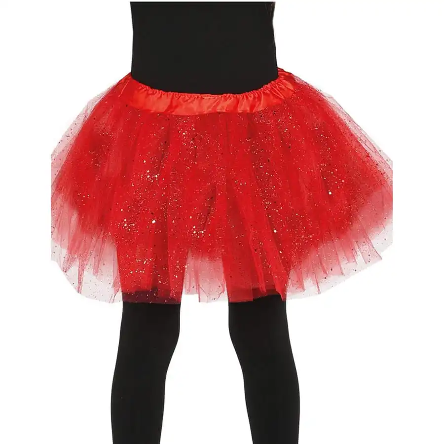 Tutu Rouge Petite Fille En Tulle Pailleté Argenté 1 Tutu Rouge Petite Fille En Tulle Pailleté Argenté