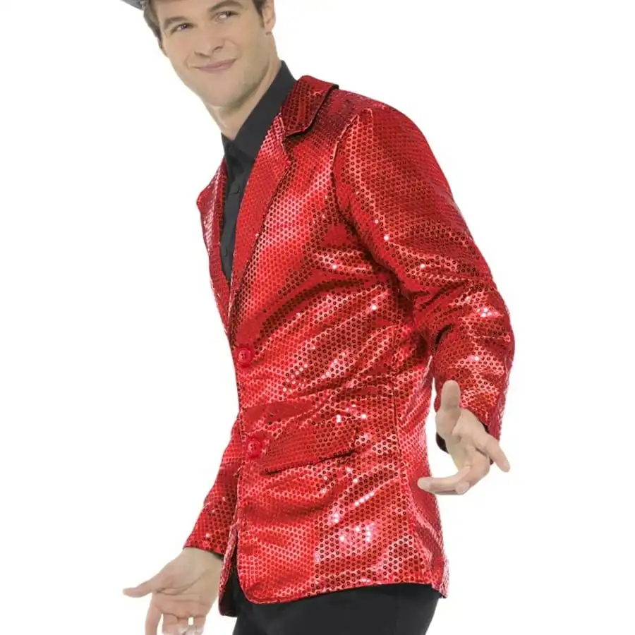 Veste Rouge à Sequins Pour Homme 3 Veste Rouge à Sequins Pour Homme – Image 3